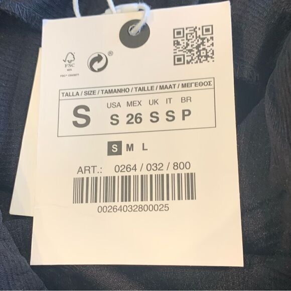 Zara Wrinkled Effect Maxi Skirt with Fringing Black Size Small - Picture 15 of 16